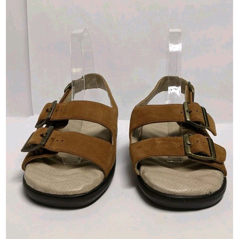 Strictly Comfort Sandals Women 8.5M Slingback Relax Tan Leather Buckles 8.5 M - Picture 5 of 15